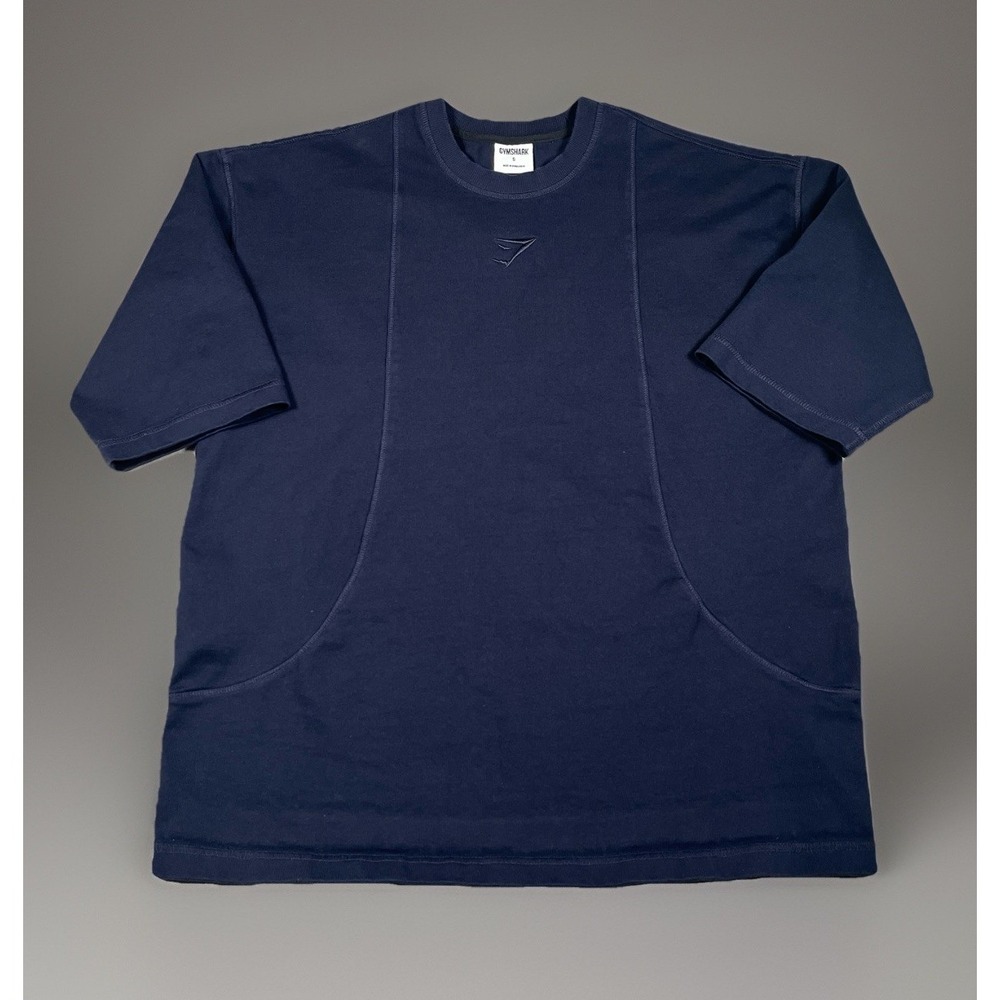Gymshark Essential Oversized T-Shirt Mens Small Navy Heavy Knit Heavyweight
